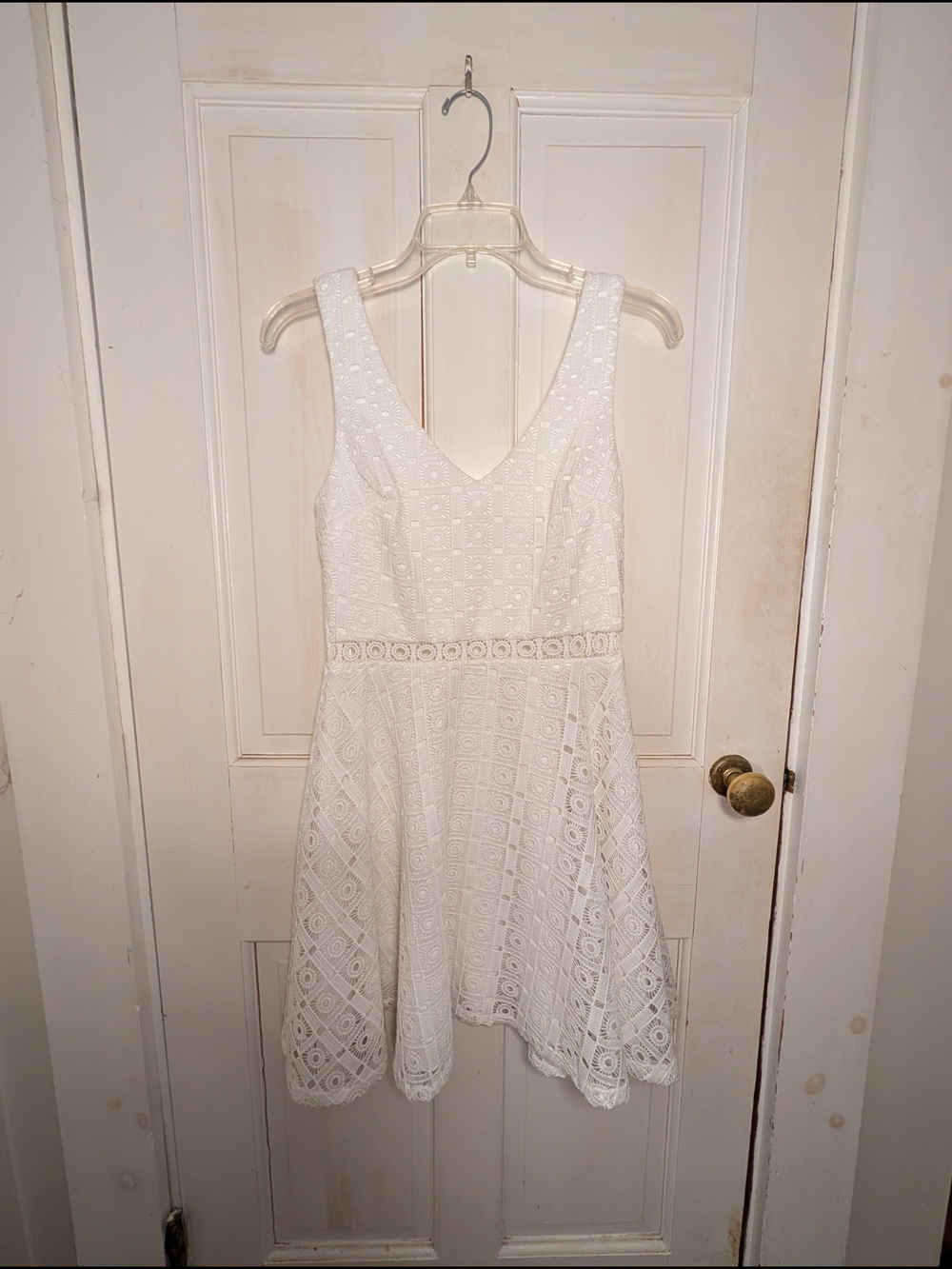 City Studio White Sleeveless Lace Fit & Flare Mini Dress